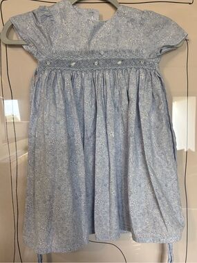 Edgehill collection Classic Smocked Light Blue Floral Girls' Dress